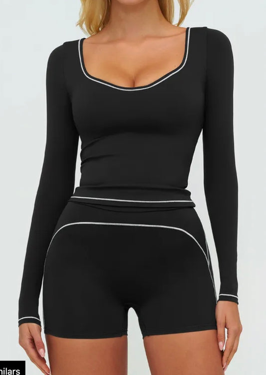 Heart Collection-Short & Manga larga Negro