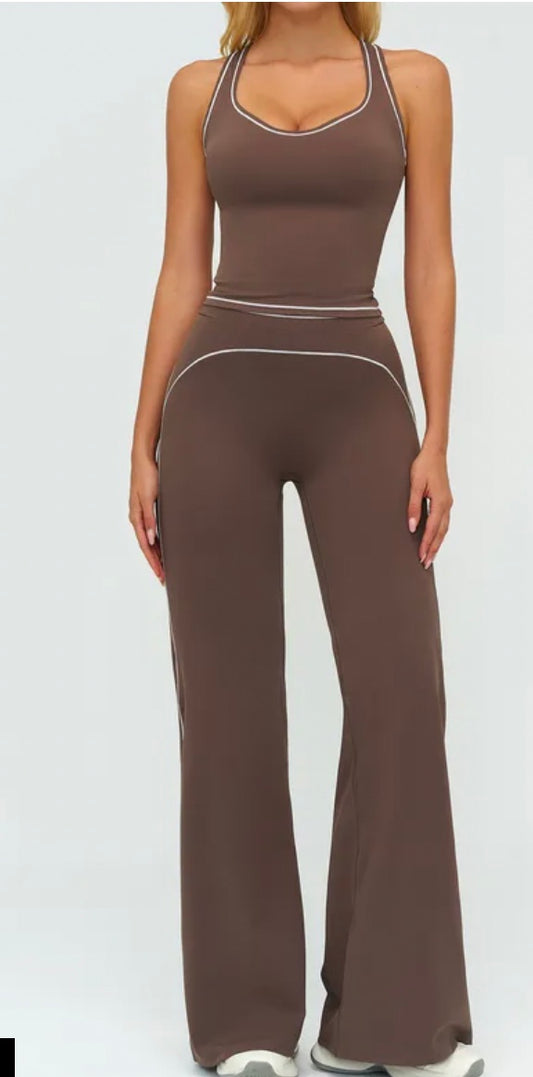 Heart Collection Bra+Flare Legging Brown