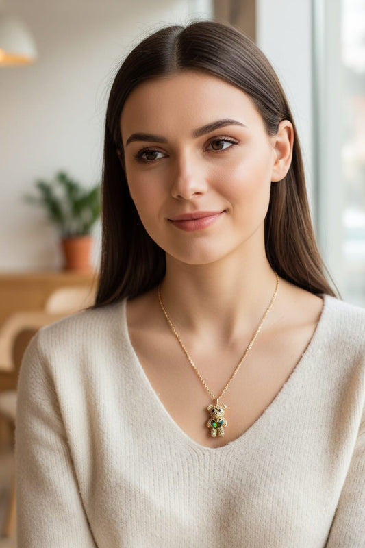 Cadena Unisex con Dije Oso Grande Verde