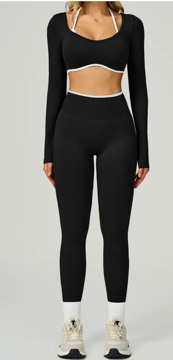 Sexy fit set manga larga Black